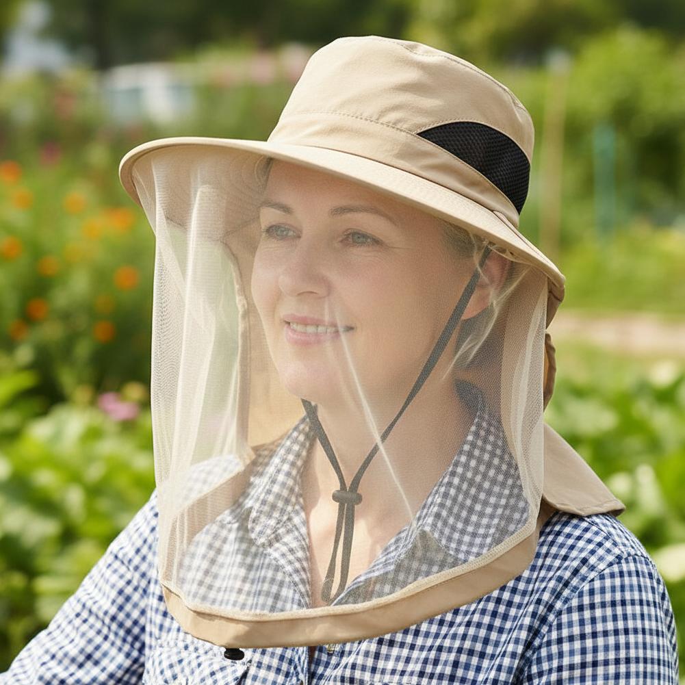 Anti-UV Sports Hat Fishing Insect Protective Cap Breathable Full-Mesh Head Net Hat Camping Hiking Hat Adjustable Unisex Hat