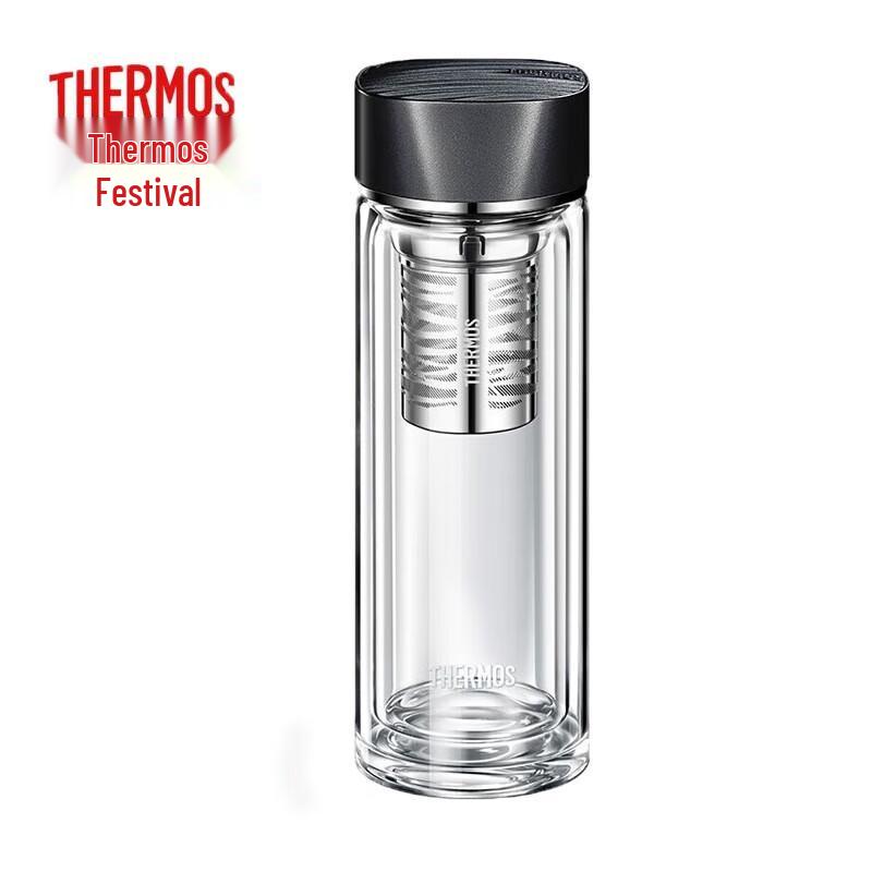 THERMOS TCGB-400 Double Wall Glass Tea Infuser Bottle