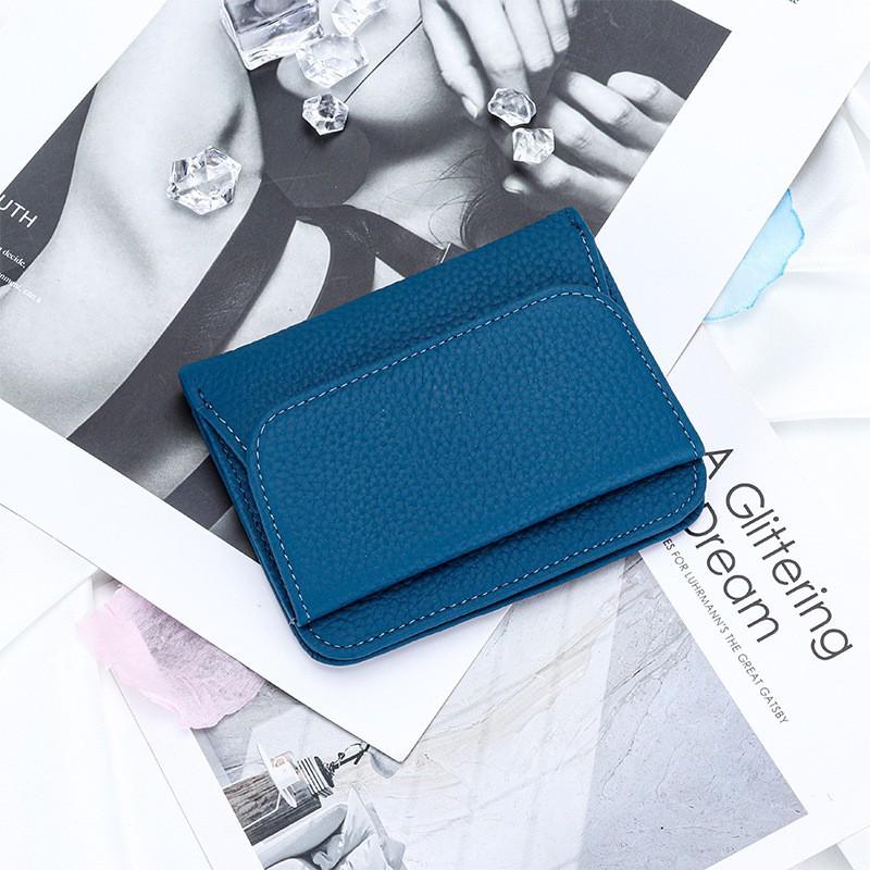 Pure Cowhide Wallet Women's Genuine Leather Short Multifunctional Folding Large Capacity Clip