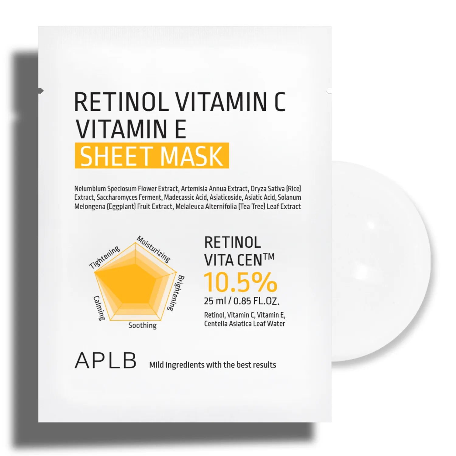 APLB Retinol Vitamin C Vitamin E Sheet Mask 25ml10ea | Presenting Hydrated Texture, Brightening, Smoothing Texture 25ml*10ea
