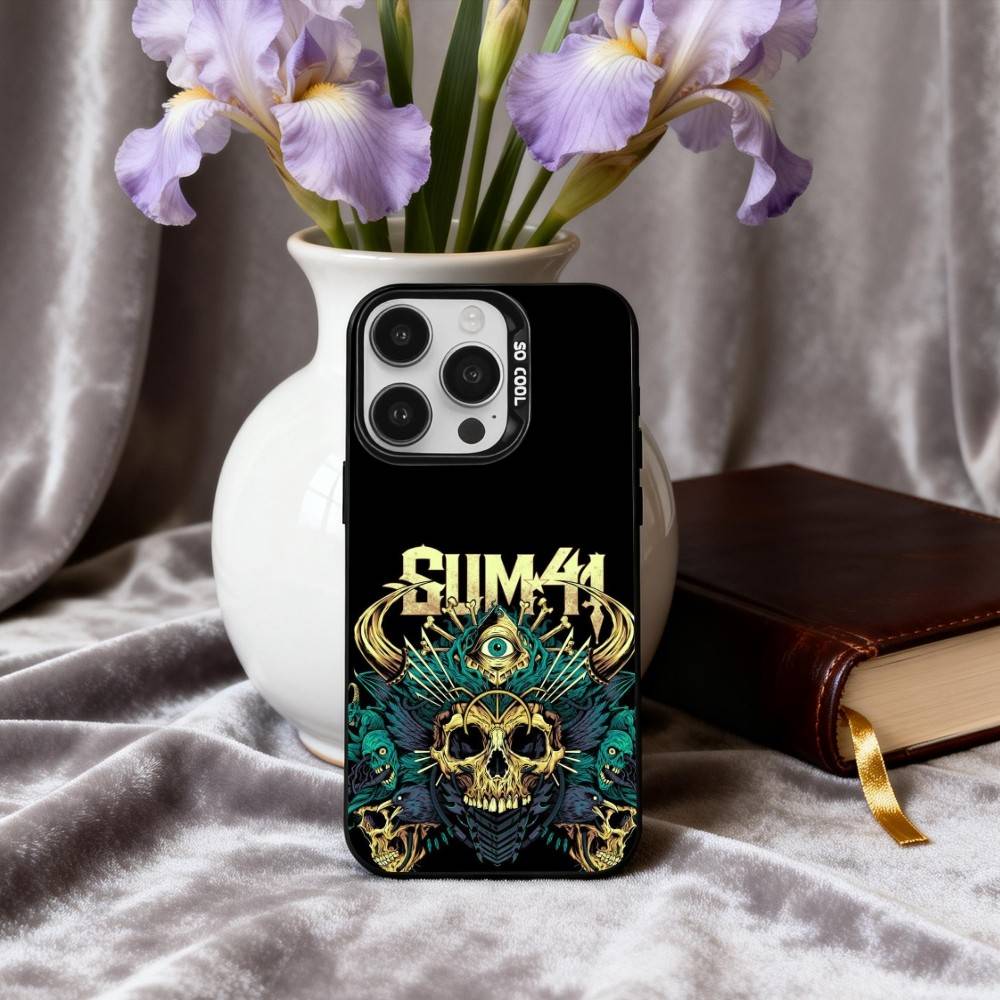 Hard-rock S-Sum 41 Band Phone Case For iPhone17,16,15,14,13,12,11 Plus,Pro Max Black Candy Silver Phone Case