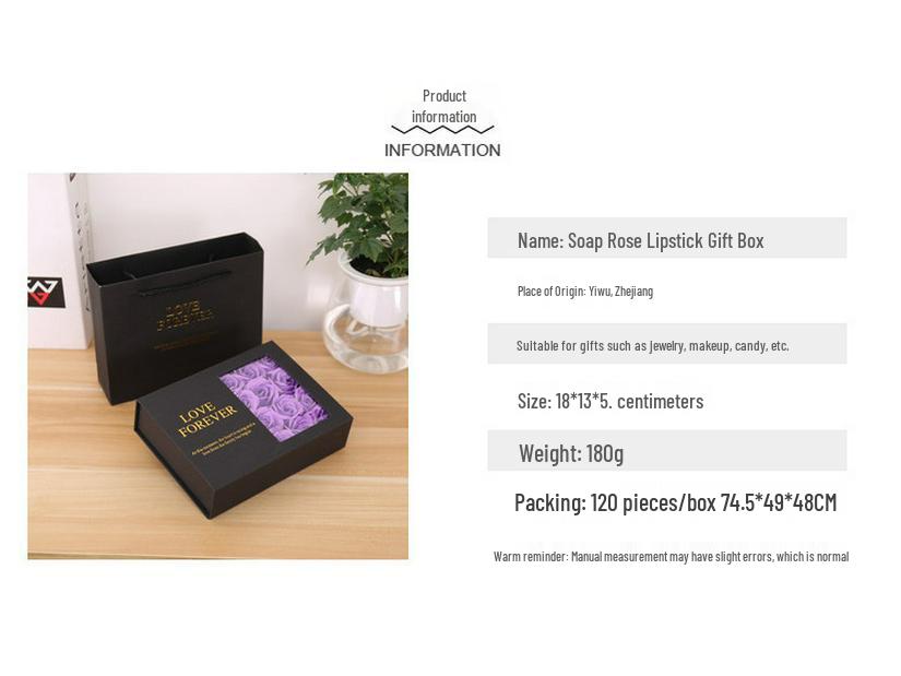 Eternal Rose Lipstick Gift Box - Flip-top, Creative Teacher's Day Present, Rectangular Packaging