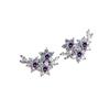 Wish new blue diamond three-dimensional flower zircon stud earrings versatile retro pear-shaped ear jewelry