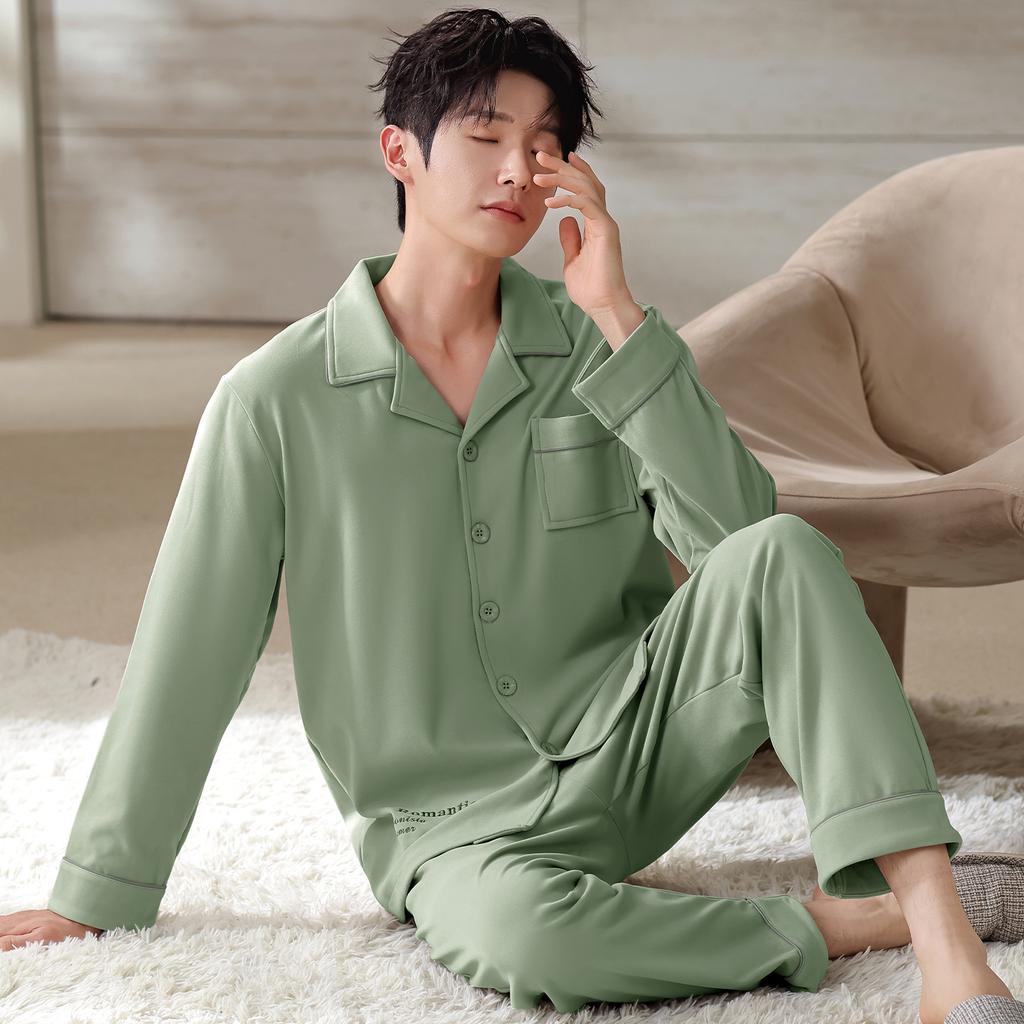 German Velvet Pajamas Men'S Autumn And Winter Thin Velvet Long Sleeves Can Be Worn Outside Large Size Thermal Loungewear Suit