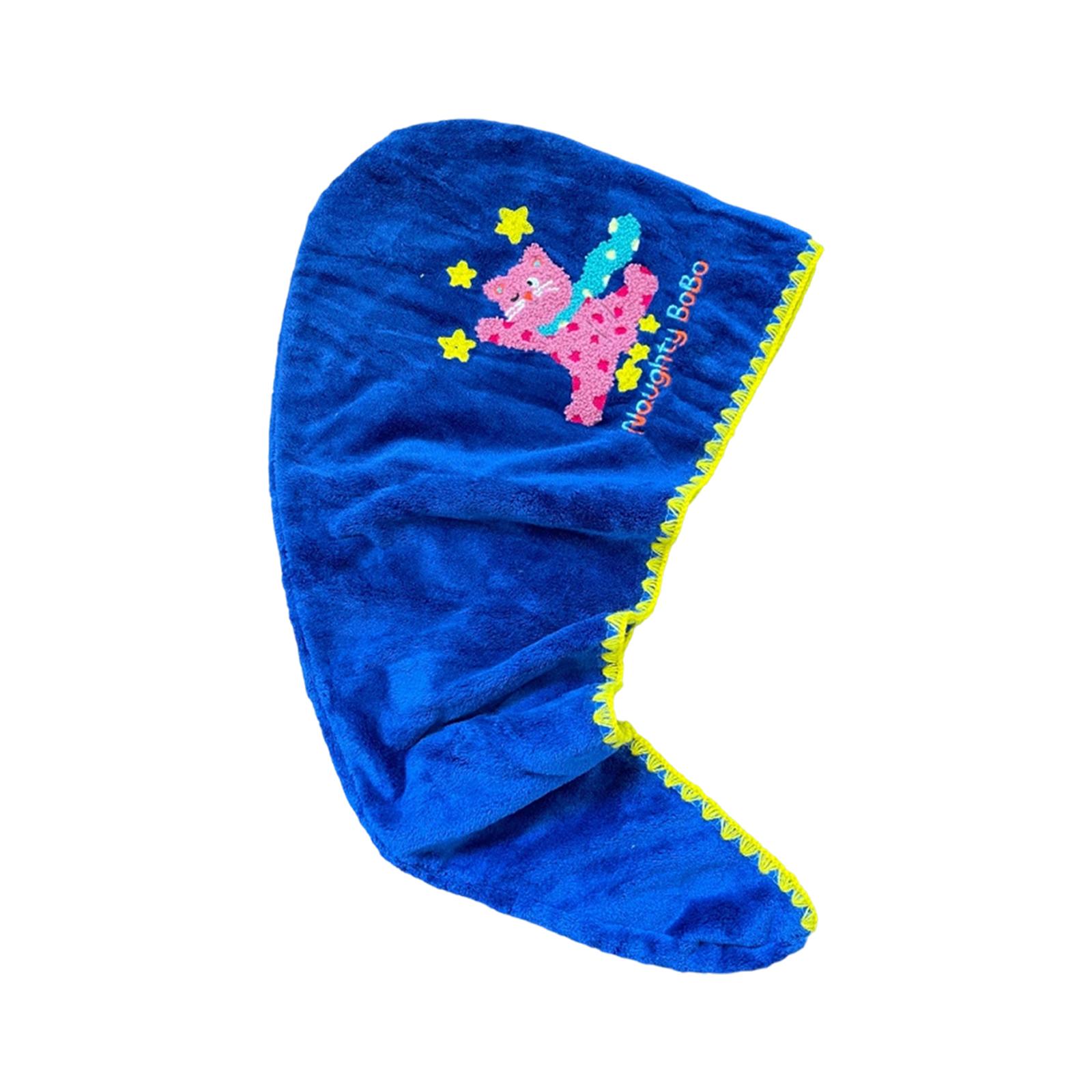 

Hair Drying Turban Strong Absorbent Coral Fleece Towel for Women Comfortable Anti Frizz Wrap for Kids Women синий