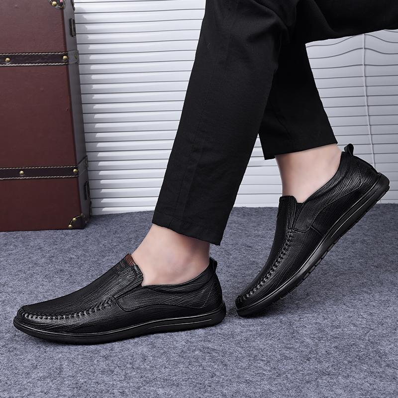 FashionMen Leather Boat Shoes Casual Flat Moccasins Homme Driving Loafers Shoes Slip On Breathable Moccasins Hand Sewing Men Size 37-46