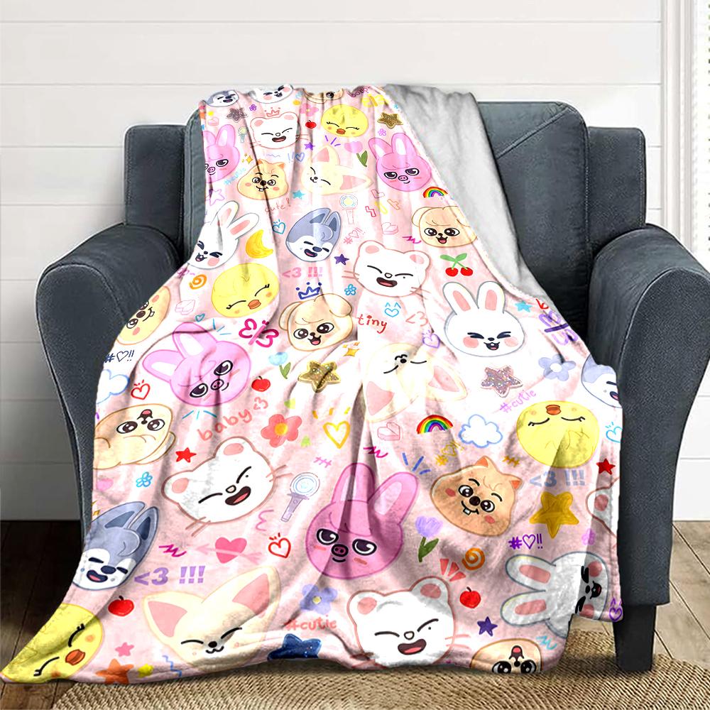 1Pc Cute Animal Expressions Blanket For Couch Bed Plush Cozy Fuzzy Blanket Super Soft Warm Blankets For Fall And Winter 091843