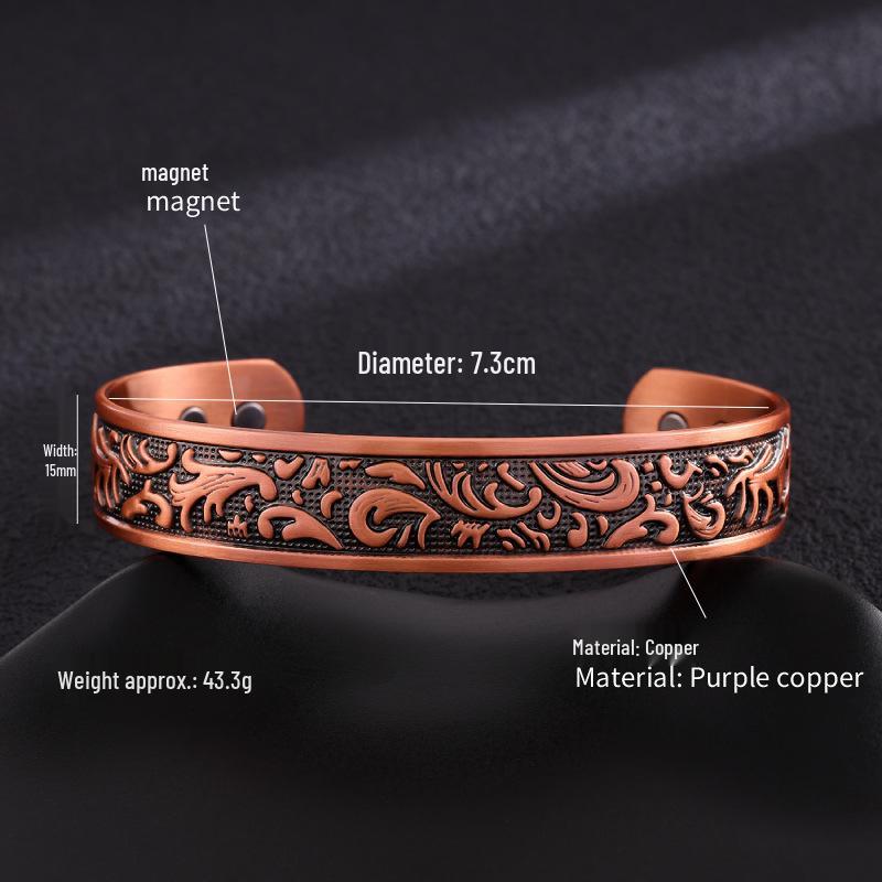 Purple Copper Magnet Bracelet - Adjustable Pure Copper Hand Jewelry