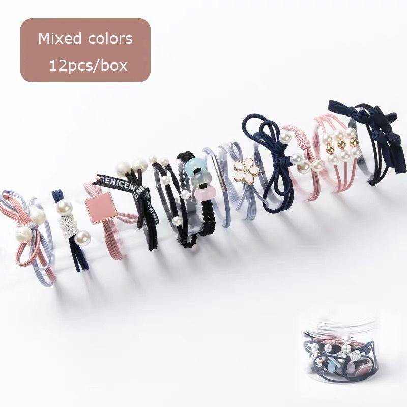 

Разноцветные высокоэластичные аксессуары для волос, веревка для волос, 12 шт./лот, повязка для волос, простая завязка, повязка для волос, головной убор