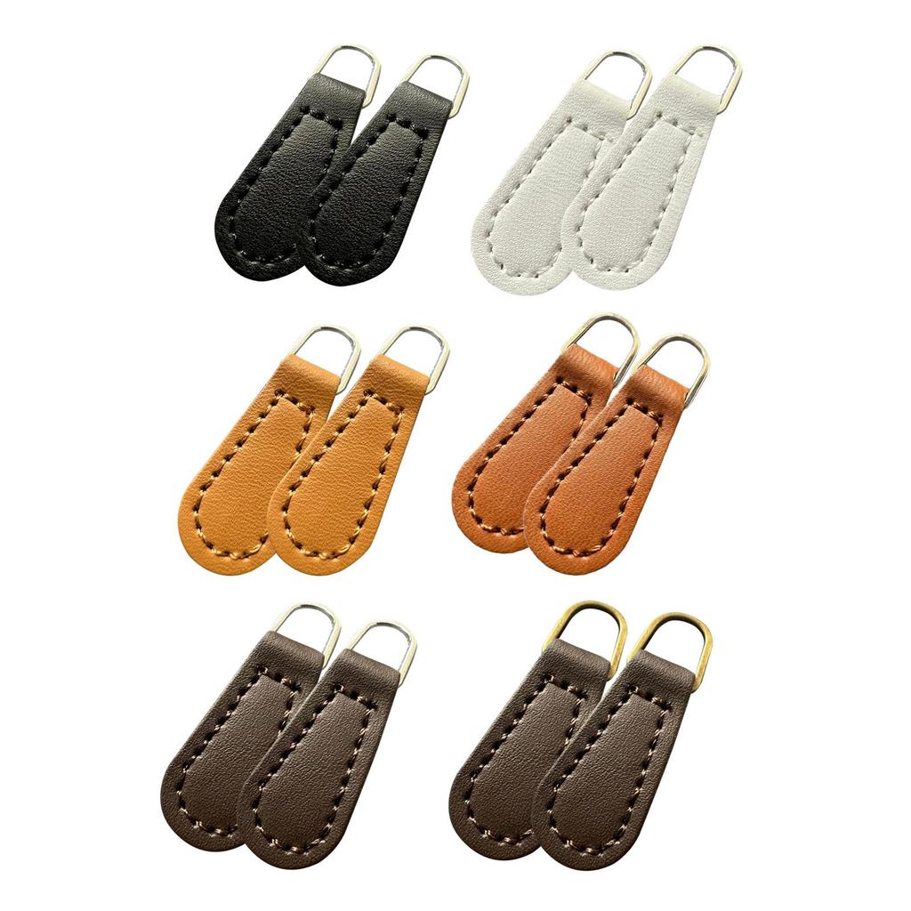 2Pcs Zipper Pulls, Zipper Heads PU Leather Replacement Zip Puller Tags Pull Tabs