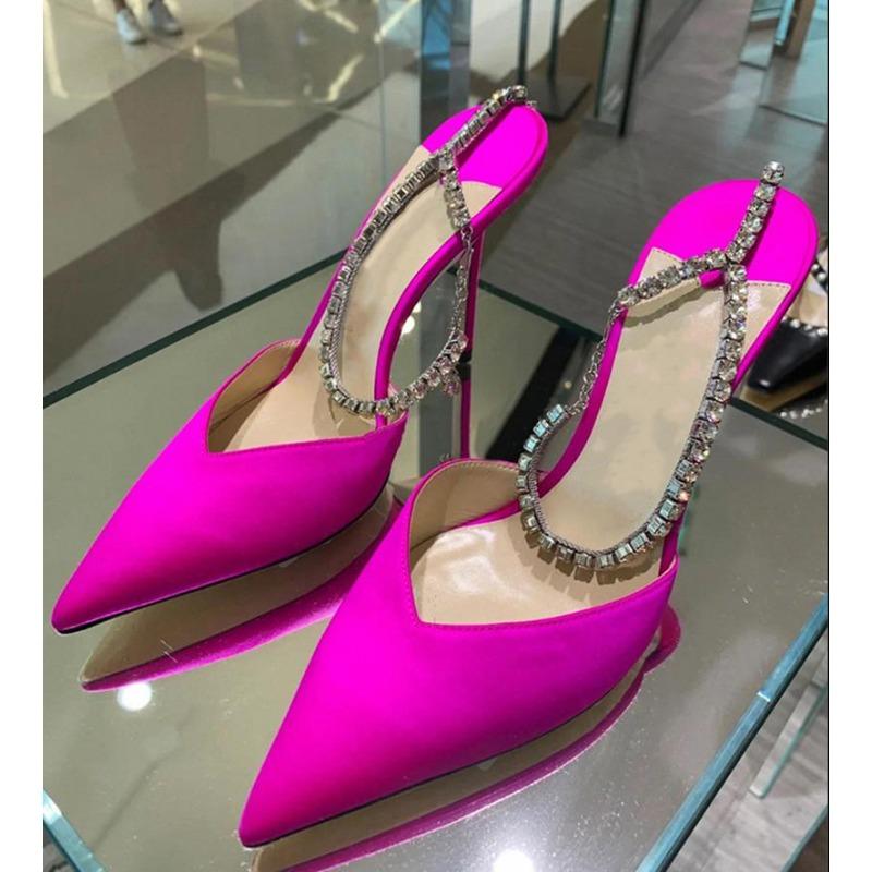Luxus Strass Ketten Damen Pumps Designer Sandalen High Heels Sommer Knöchelriemen Party Schuhe Star Style Hochzeit Ballschuhe