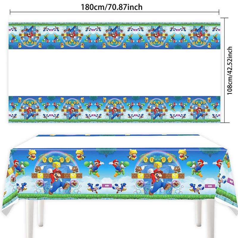 Anime Cartoon Mario Birthday Party Decoration, Super Mario Bros Disposable Tableware Tablecloth Banner Napkin Party Supplies
