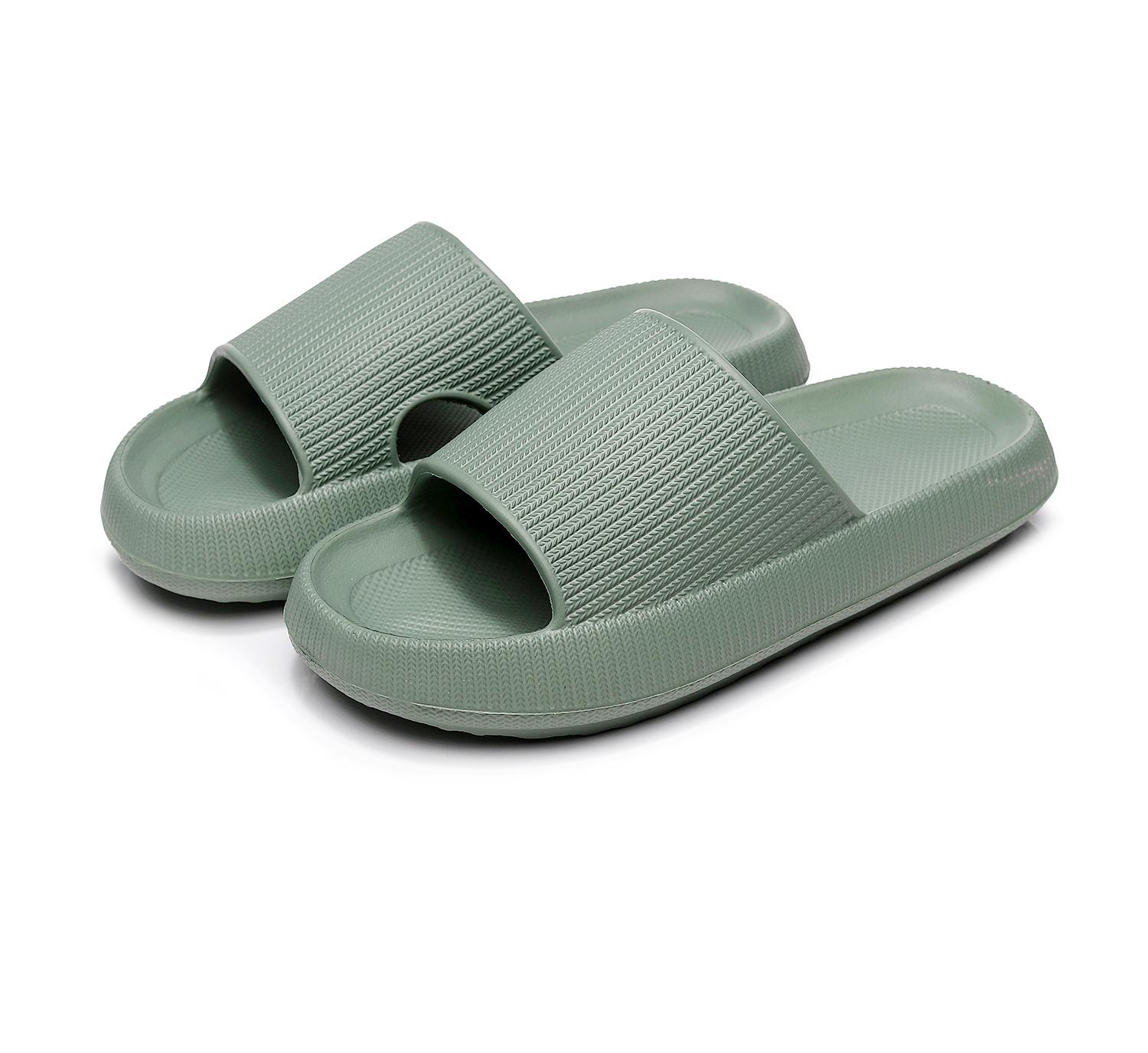 Frauen Dicke Plattform Wolke Hausschuhe Sommer Strand Eva Weiche Sohle Rutsche Sandalen Freizeit Männer Damen Indoor Badezimmer Anti-slip schuhe 34-35 grün