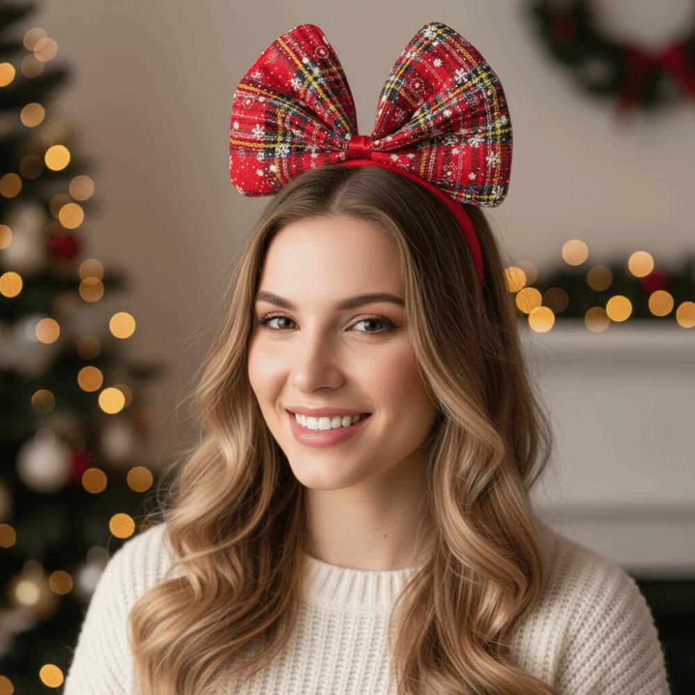 Cute Bowknot Hair Hoop Shiny Christmas Headwear  Merry Christmas Decorations