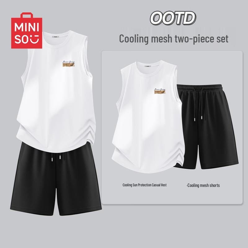 MINISO Men s Quick-Dry Sleeveless T-shirt & Shorts Set L