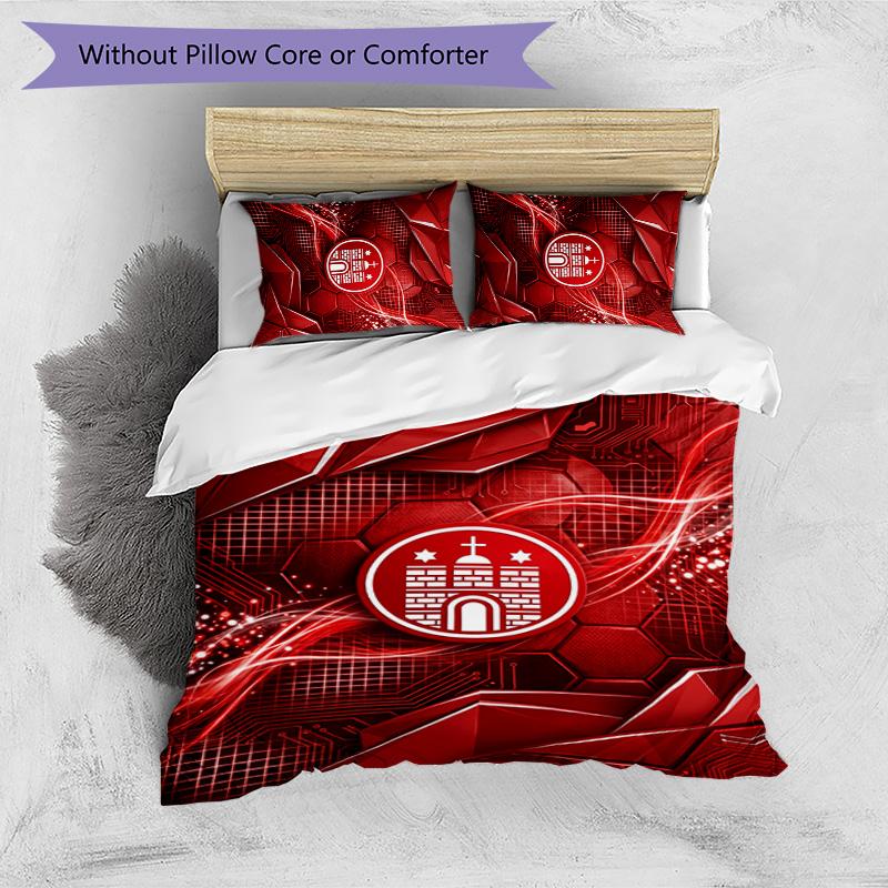 FC St. Pauli Football Printed 3 Pieces Bedding Set, Comfortable Skin Friendly Bedroom Duvet Cover Set