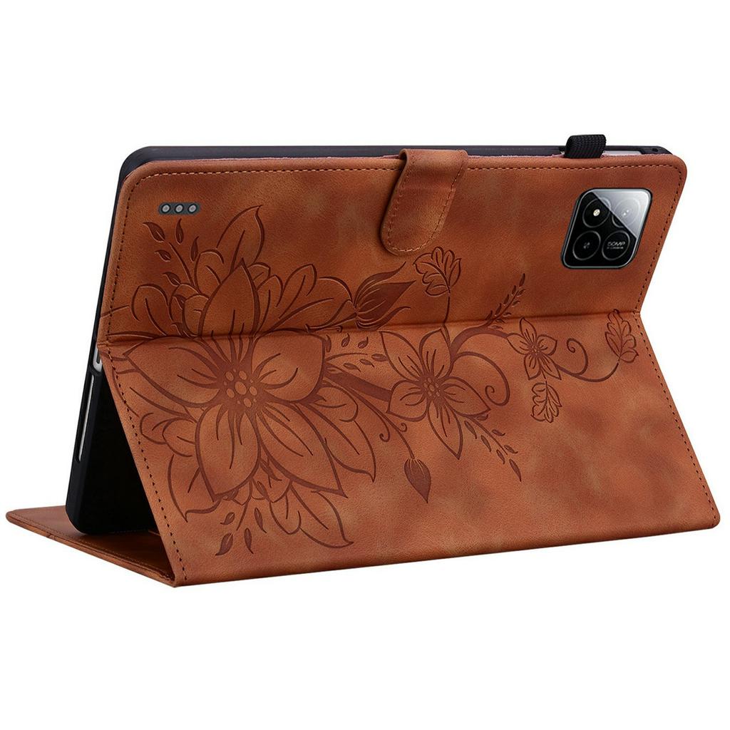 For Xiaomi Pad 7 Pro/Pad 7 Case Lily Flower Imprint Card Slots Leather Tablet Cover