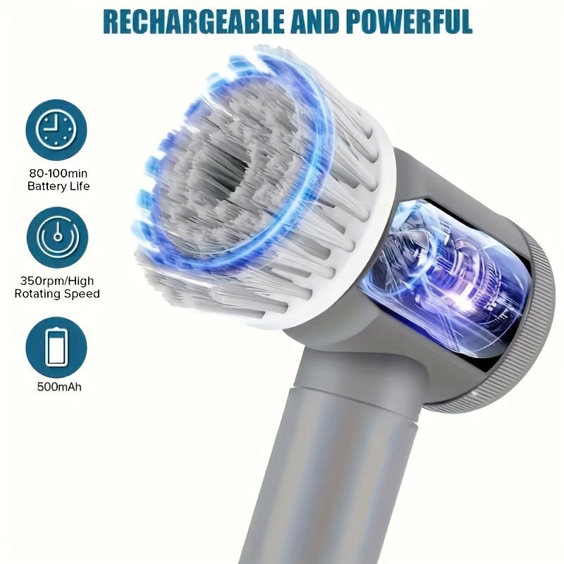 Electric Cleaning Brush with 5 Brush Heads, USB Rechargeable, 500mAh, Handheld Cleaner, Portable and Compact
