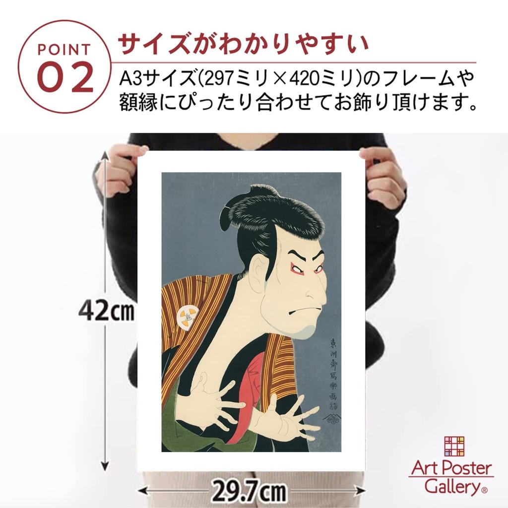 Toshusai Sharaku Oniji Yaku Edobei Japanese A3 Size In Art Poster "Otani II's (Ukiyo-e Painting)" Poster, [Made Japan] [Interior Wallpaper] Wallpaper,