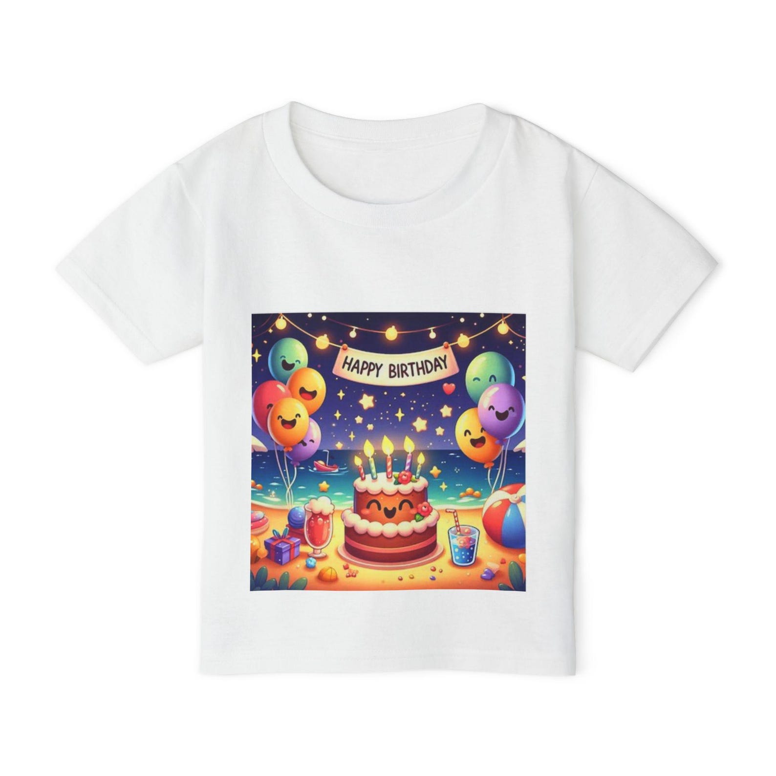 Happy Birthday Cake Balloon Toddler T-shirt | Kids Birthday Tee 100