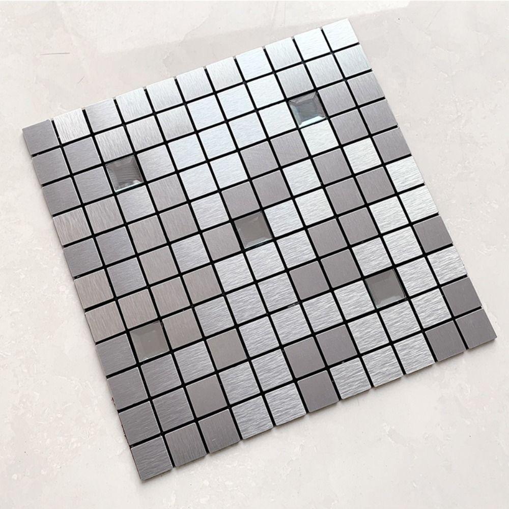 Home Decor Square Mosaic Sticker Waterpoof Aluminum Plastic Wall Decal Removable Self-adhesive Art Mural Kitchen