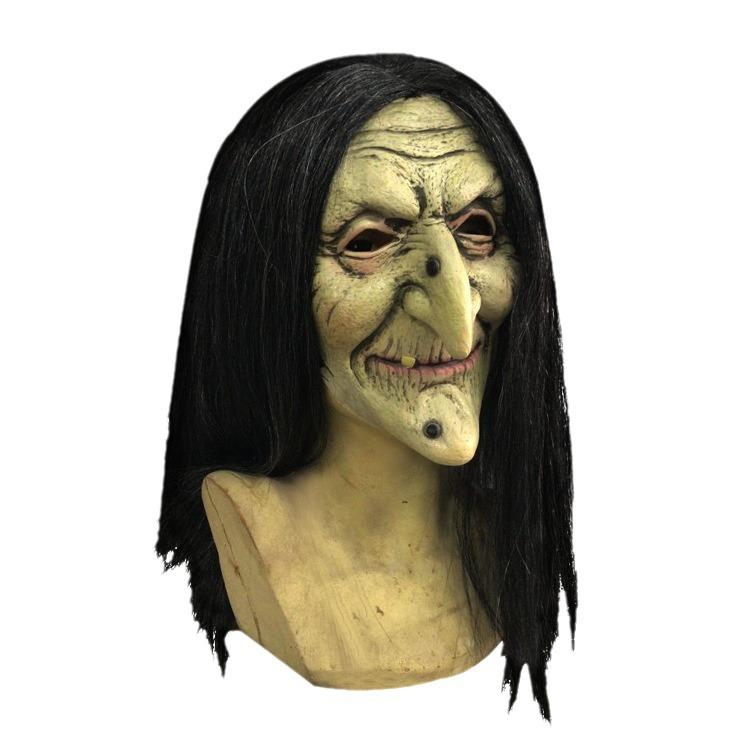 Halloween Headgear Little Red Riding Hood Witch Mask, Funny and Scary Old Lady Latex Witch Hat Mask