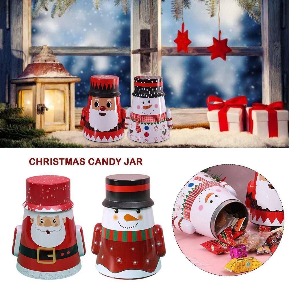 Practical Plastic Christmas Candy Jar Transparent Strong Snowman Ornament Storage Box Large Capacity Plastic Cookie Jars
