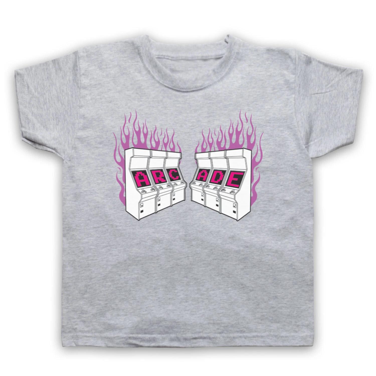 ARCADE FIRE RETRO GAMING MACHINE LOGO ROCK BAND FLAMES KIDS CHILDS Boys Baby Children T-shirt 100