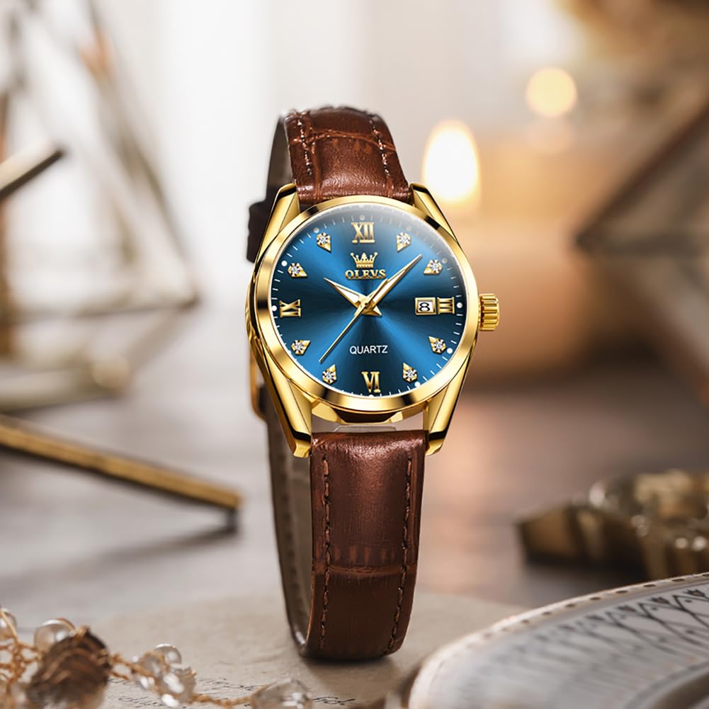 OLEVS Women's Watch Japanese Quartz Stainless Steel Band Classic Dial Luminous 30M Waterproof Business Ladies Watch Popular Stylish Cute Gift