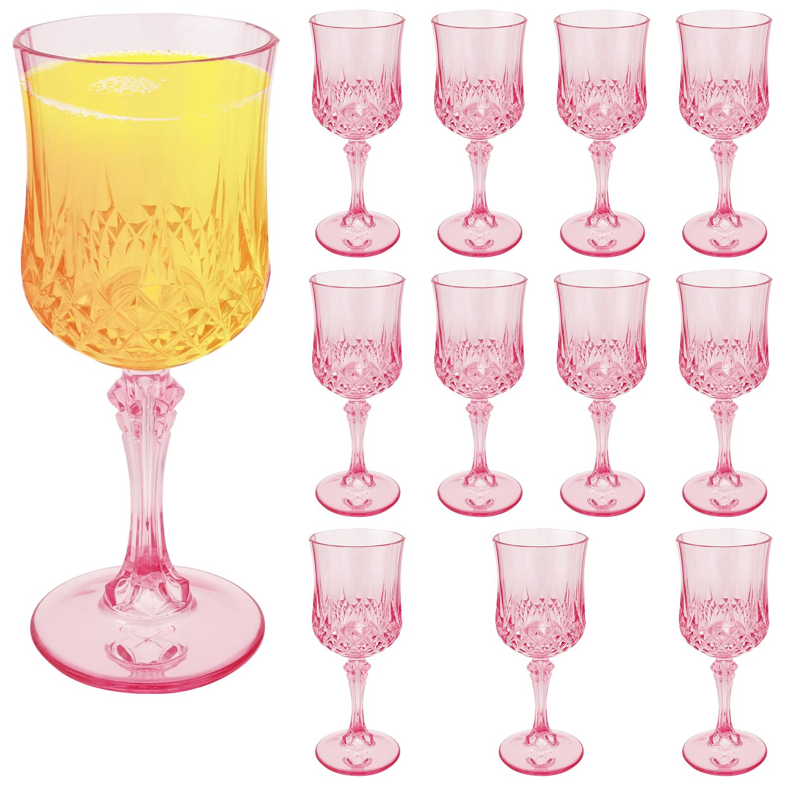 

12 шт. Пластиковый бокал для вина Высококачественный бокал Прозрачный бокал для вина, сока, напитков Многоразовые розовые бокалы для шампанского для вечеринки, свадьбы