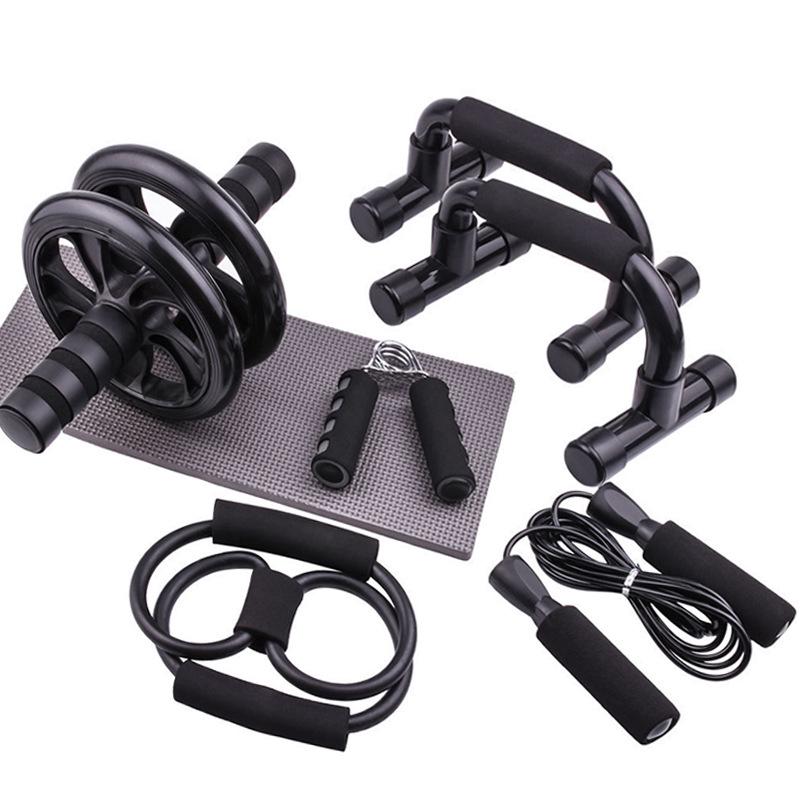 5-Piece Fitness Set: Ab Wheel & Push-Up Bars for Comprehensive Core Training