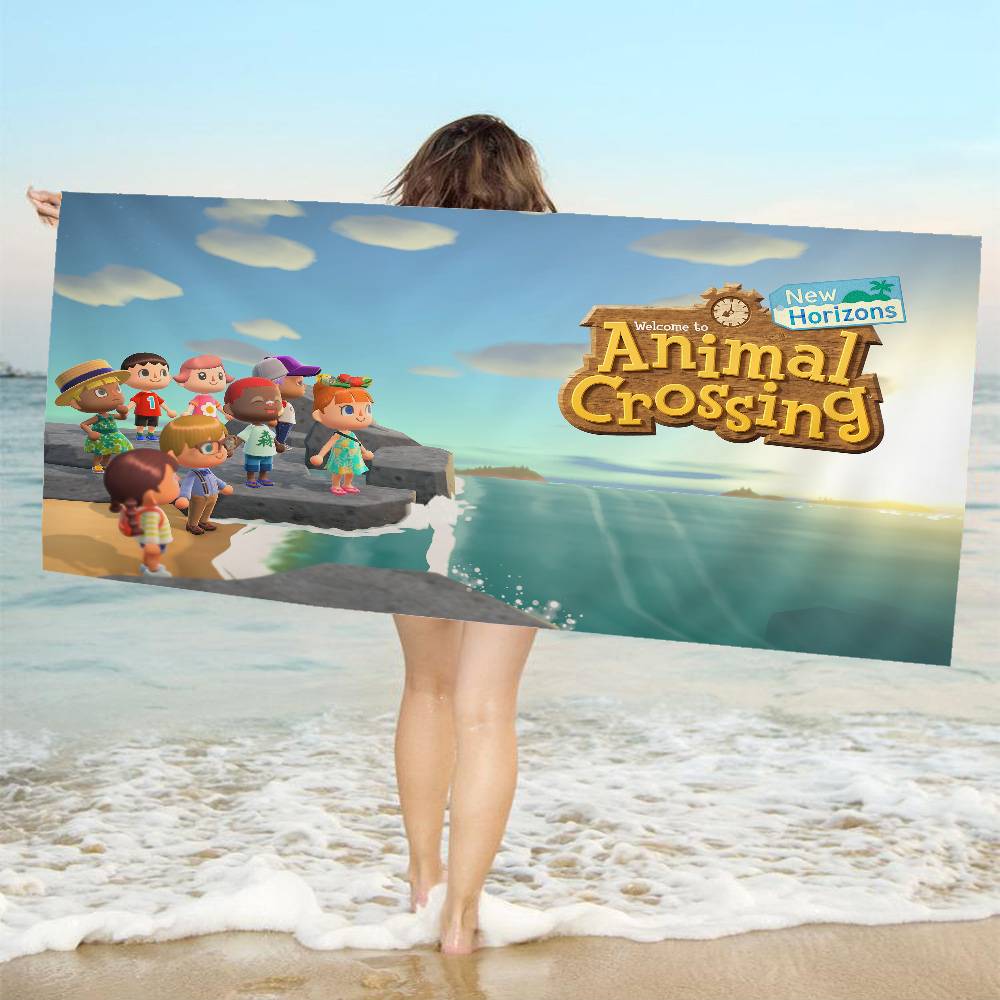 Cartoon Animal C-Crossing Beach Towel Colorful Bath Towels for Girl Microfiber Quick Dry Custom Sand Free Beach Yoga Spa Gym