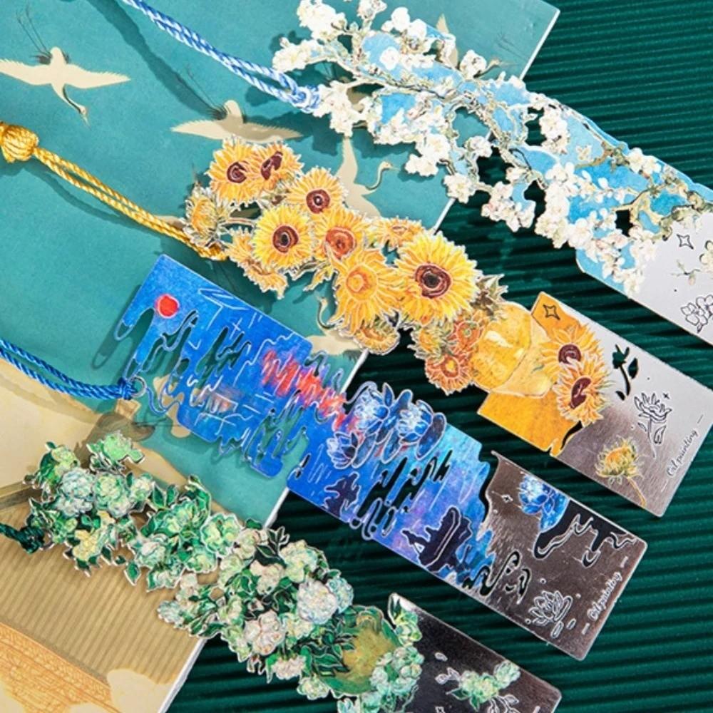Painting Metal Bookmark Sunflower Oil Painting Bookmarks Elegant Book Marking  Student Gift