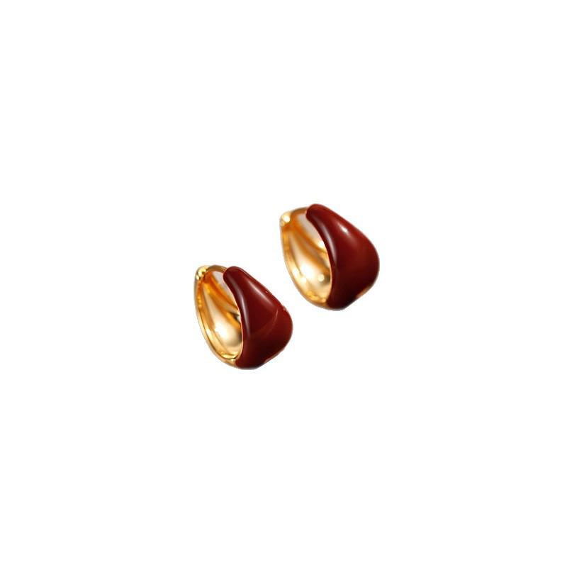 Retro Hong Kong Enamel Red Drip Earrings: Versatile & Trendy Ear Jewelry