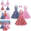 Barbie Death Powder Dream Sexy Deep V Internet Red Pink Checkered Cotton Flowing Explosion Street Sister Retro Party Dress