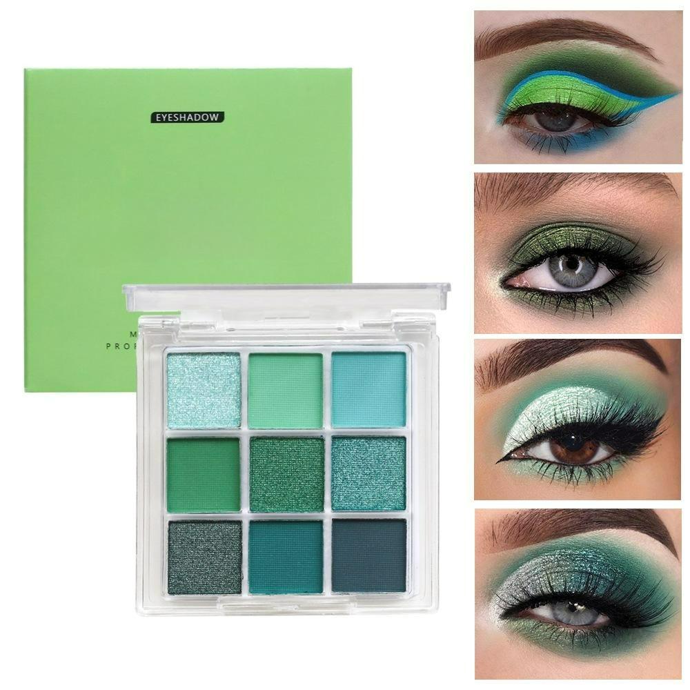 Ombretto verde 9 colori Avocado Color Stage Makeup Palette di ombretti a colori perlescenti opachi a nove quadrati