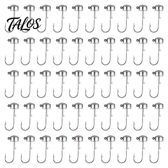 Small Fishing Tackle 50Pcs Metal Hooks Set, 3.5/5/7/10/14g Jig Head Hook, Heavy Outdoor Gear Duty Fish Hook with Barbs for Freshwater Saltwater