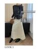 Sinan Retro High-Waist Luminous Velvet A-Line Skirt with Gold Snowflake Design