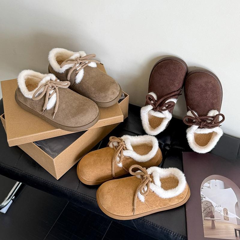 Women's Large Size Soft Sole Winter Warm Fur Snow Boots Padded Lined Ankle Boots Non-Slip Hiking Casual Sports Cotton Boots Fur Shoes