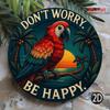 Tropical Parrot Beach Sunset Metal Wall Art 20x20cm Vibrant Cafe Home Decor
