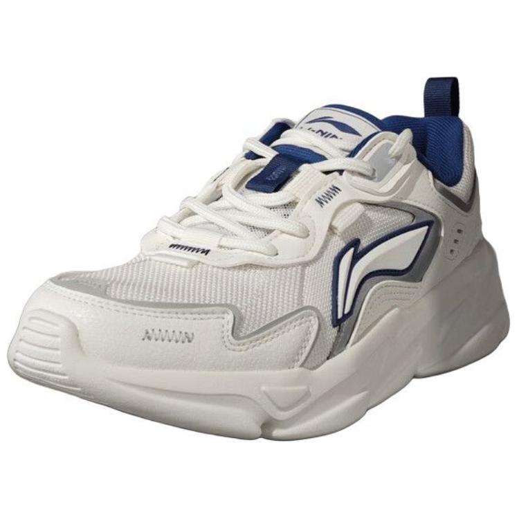 Li Ning Sports Series Fashion Trend Non-Slip Wear-Resistant Breathable Low-Top Casual Shoes Men Casual Shoes White Silver AGCU565-1