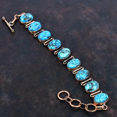 Tibetan Turquoise Bracelet Copper Bracelet Handmade Jewelry Adjustable Chain Gemstone Bracelet Very Pretty Copper Jewelry Anniversary Gifts