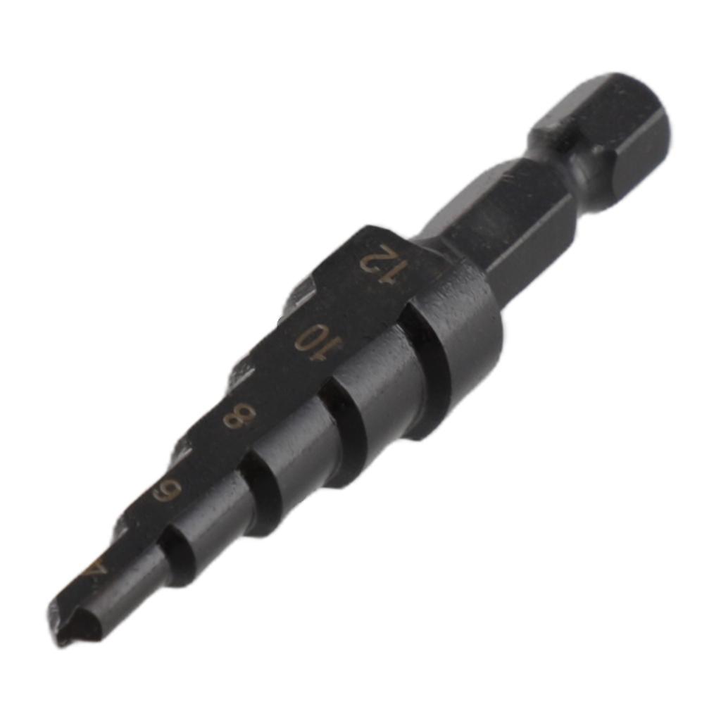 3-12mm 4-12mm 4-20mm Hole Step Drill Bit 3Pcs Black