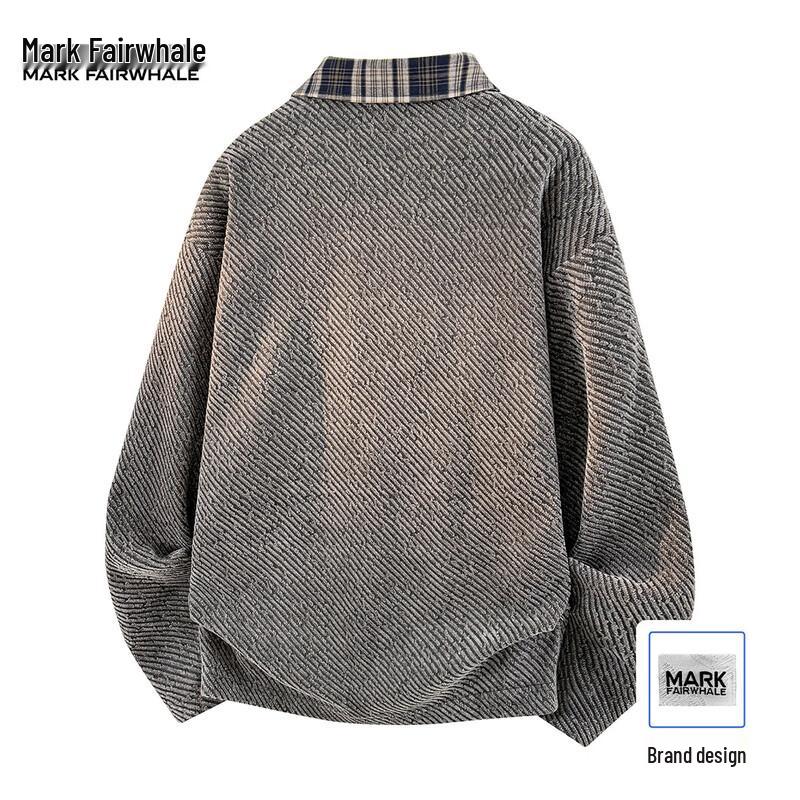 Mark Fairwhale Men's Plaid Polo Collar Knit Sweatshirt