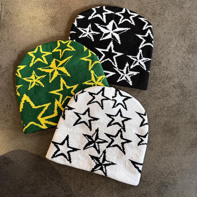 Star Pattern Fashion Women Casual Warm Knitted Hat For Autumn Winter And