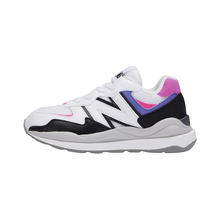 New Balance NB 574 Anti Slip Wear Resistant Low Top Kids Lifestyle Shoes White Black Purple Children Aged 3 7 Years Old
