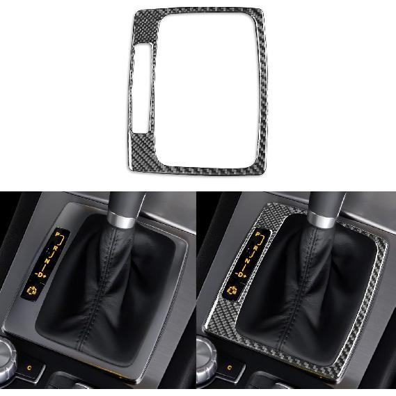 Real Carbon Fiber Car Climate Control CD Radio Panel Sticker Cover Trim Compatible with Mercedes-Benz C-Class W204 C250 C300 C350 C63 AMG 2012-2014