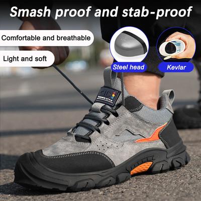 Men Safety Work Shoes Plastic Toe Safety Boots Fashion Lightweight Comfort Working Sneakers Anti-puncture Indestructible Shoes