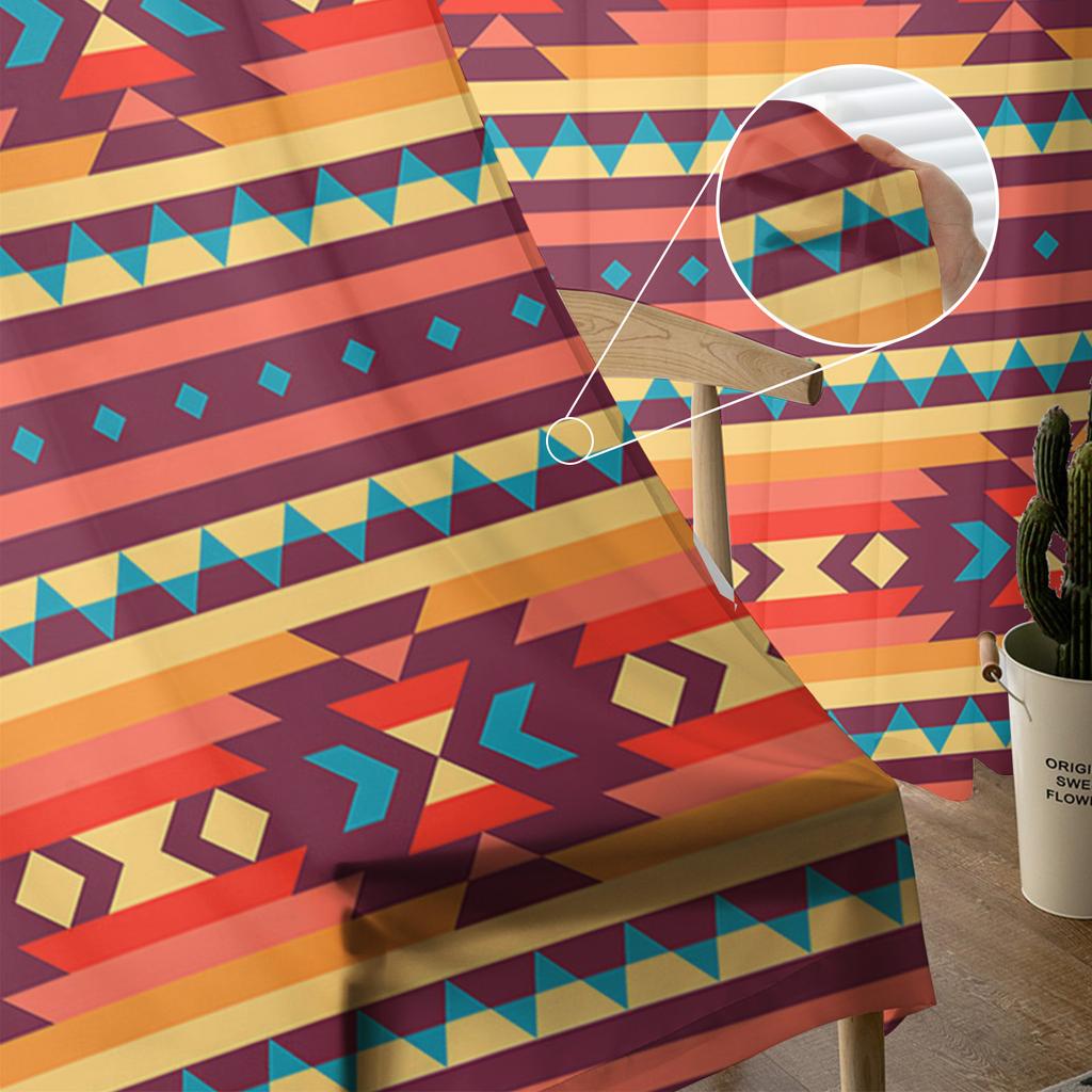 American Tribal Pattern Sheer Curtains for Living Room Decoration Window Curtains for Kitchen Tulle Voile Organza Curtains