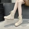 Hollow Lace Splicing Martin Boots Women's Spring and Summer New Casual Soft-soled High-top Short Boots